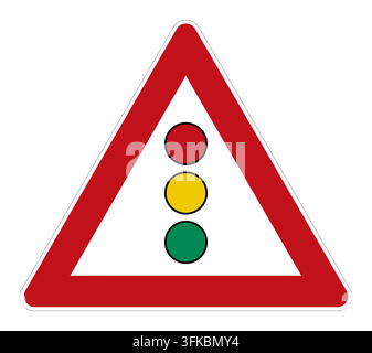 German road sign 131 (Warning sign): Traffic signals ahead. Official traffic sign from the German road traffic regulations StVO, sign number 131, Germ Stock Vector