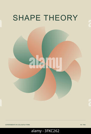 Minimalist abstract poster featuring geometric floral patterns for modern interior decor and creative art gallery Stock Vector