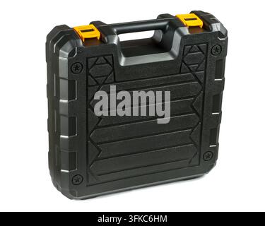 Tool case on white background. Plastic work tool case isolated on white background. Stock Photo