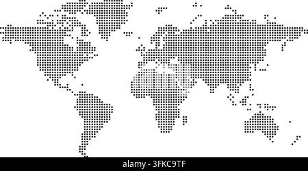 World map of squares. Simple flat vector illustration. Stock Vector