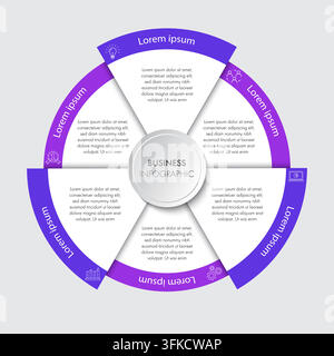 3D Isometric 6 Steps Circle Infographic Diagram Process Template Stock Vector
