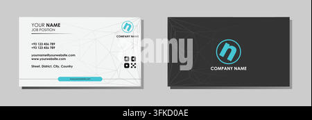 Business Card Design Simple Black and White with Blue Logo Template Stock Vector