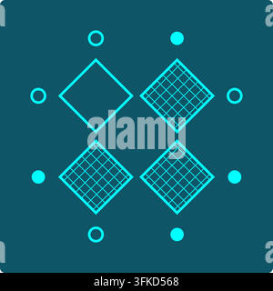 Boolean OR Diamond Truth Table Icon – symmetric logic puzzle grid with cross-hatched result cells Stock Vector