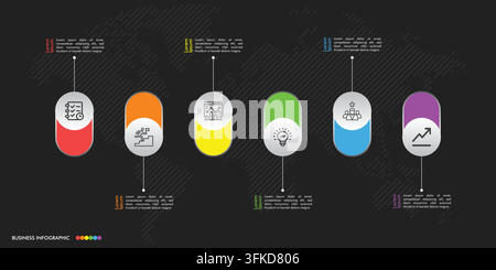Business Labels Six Elements Infographic Stock Vector