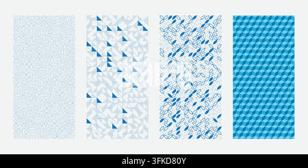 Set of Seamless Geometric Shapes Pattern Background Stock Vector