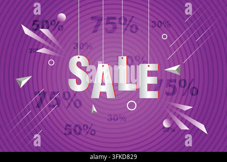 Sale Banner Purple, Different Discount Offers Stock Vector