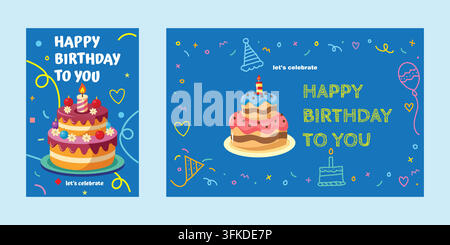 Birthday Card Banner and Card Stock Vector