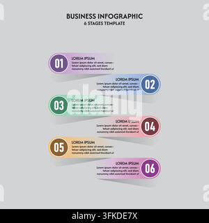 Business Infographic 6 Stages Template Stock Vector