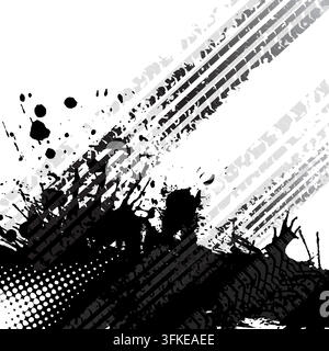 Racing Concept - Flags, Tires and Tracks, grunge vector background Stock Vector