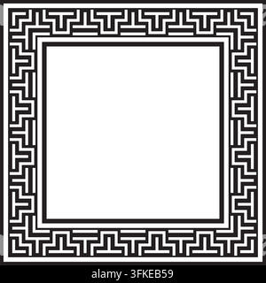 A square, colored vector ethnic ornament in a Latin American style. An abstract Brazilian style frame featuring clean geometric lines and a symmetrica Stock Vector