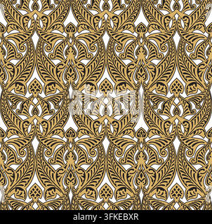 Vector golden seamless arabic national ornament. Ethnic endless pattern, oriental and african peoples of asia, persia, iran, iraq, syria. Stock Vector