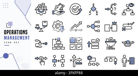 Operations management business process workflow line icon set vector Stock Vector