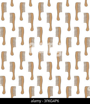 Vector seamless pattern of hand drawn hair brush Stock Vector