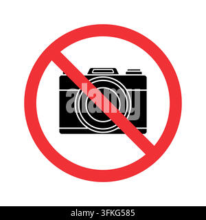 Vector no photo sign with camera in red circle Stock Vector
