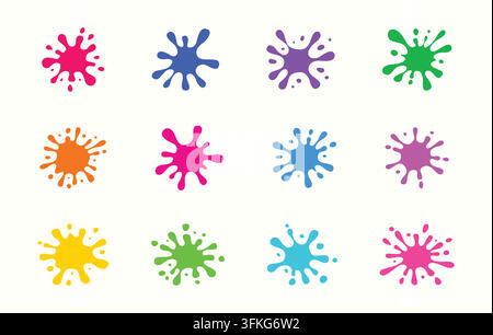 Paint splatter svg bundle, Paint splatter vector illustration, Paint splats svg, Paint svg, Color splat vector, Paint splatter clipart. Stock Vector
