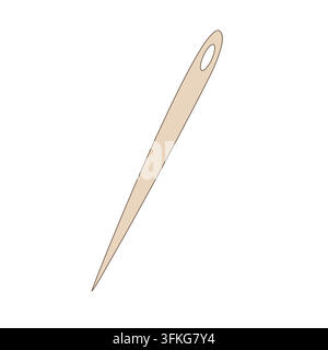 Large sewing needle with a big eye, isolated vector illustration concept Stock Vector