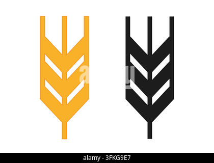 Wheat icon. Silhouette wheats isolated on white background. Spikelet grain. Malts spike. Malt beer. Barley or corn for flour print design. Cereal ear Stock Vector