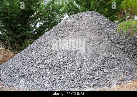 Crushed Stone Aggregate Piled in Warm Golden Sunlight with Rough ...
