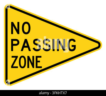 No passing zone pennant sign (MUTCD W14-3), warning road sign as used in the United States. Standard American traffic sign for maps, driving guides, i Stock Vector