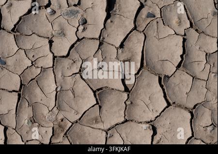 Cracks and textures in dried earth Stock Photo