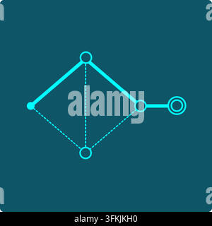 Shortest Path – Weighted Network with Highlighted Minimum Route Stock Vector