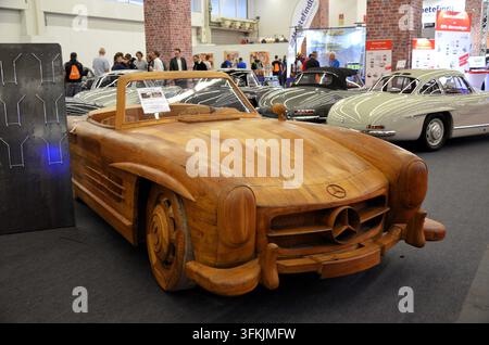Frankfurt am Main, Germany 09.21.2019: Wooden copy of the retro car Mercedes-Benz 190SL Stock Photo