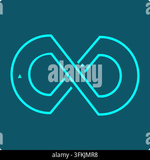 Möbius Strip– twisted ribbon loop with a single crossing showing the half-twist join that gives the surface only one continuous side and one edge Stock Vector