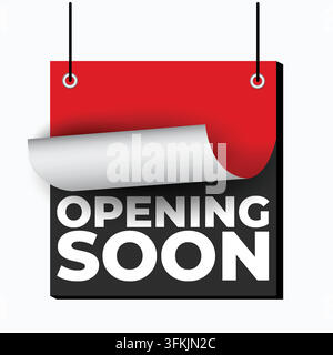 Coming Soon Announcement Label Vector featuring bold typography, clean geometric shapes, stylish decorative elements, and a modern promotional layout. Stock Vector