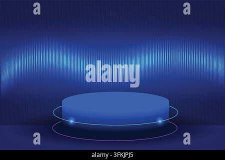 Modern podium background for technology product presentation scene featuring a sleek 3D platform, clean geometric shapes, soft lighting Stock Vector
