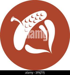 oak acorn nut line icon vector concept design element template web Stock Vector