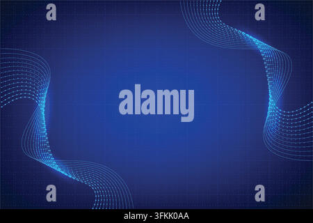 Abstract blue technology wave line background featuring flowing luminous curves, dynamic wave patterns, and modern digital elements. The sleek futuris Stock Vector