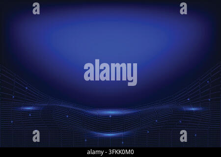 Abstract technology background featuring flowing waves, connected lines, and glowing dot patterns that create a dynamic digital network effect Stock Vector