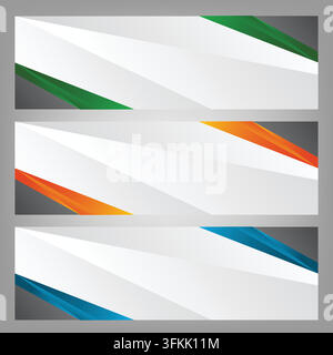Bright color geometric header layouts featuring vibrant geometric shapes, bold color combinations, clean lines, and modern abstract compositions Stock Vector