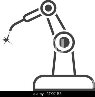 robotic welding element  icon vector line concept design template Stock Vector