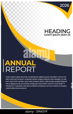 Modern business annual report brochure template featuring a clean and professional layout, sophisticated typography, structured data sections Stock Vector