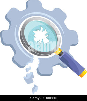 magnifying and gear broken icon of search engine error and page not found vector concept design template web Stock Vector