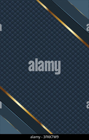 Realistic luxury blue shape background with golden lines featuring rich blue tones, smooth abstract shapes, elegant flowing curves Stock Vector