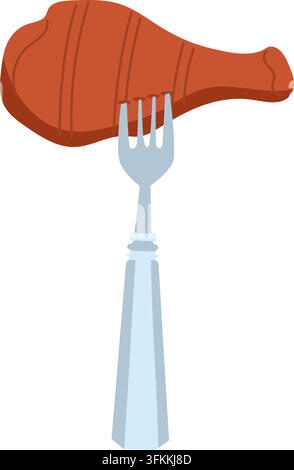 Grilled chicken drumstick  Stock Vector