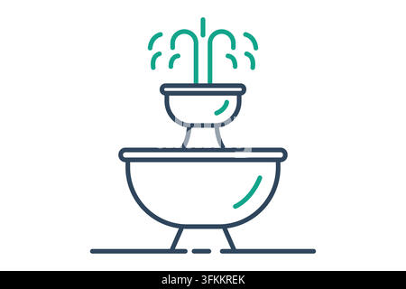 Fountain icon. line icon style. icon related to garden. park elements vector illustration Stock Vector