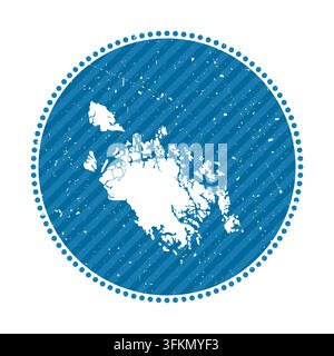 Cat Ba Island striped retro travel sticker. Badge with map, vector illustration. Stock Vector