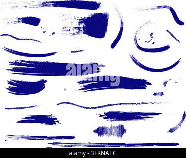 Hand-drawn brush strokes, ink lines, doodles, hatching, arrows, and grunge textures. Vector illustration. To create grunge designs, textures, overlays Stock Vector