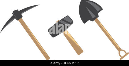 pickaxe,shovel and hummer icon vector element design template web Stock Vector