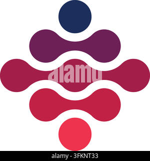 Connected dots in a shape of rhombus. Colorful abstract design element. Vector illustration. Stock Vector