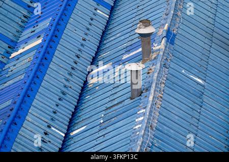 Corrugated iron roof, Bangkok, Thailand Stock Photo
