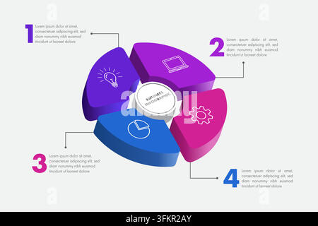 Isometric 4 Step Circular Chart Business Infographic Layout Stock Vector