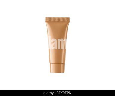 A small Brown plastic tube for cream, gel or lotion, isolated on white. High-quality studio shot of blank container for professional beauty product de Stock Photo
