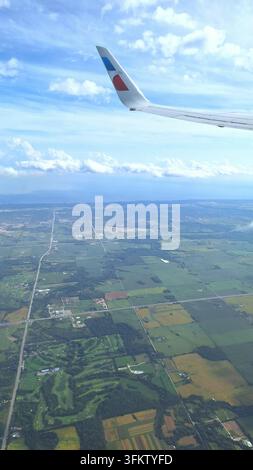 Toronto, ON, Canada - September 25, 2026: An aerial view of Toronto and surrounding landscape from an airplane. Stock Photo