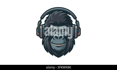 urious gorilla mascot logo vector, aggressive silverback ape esport design Stock Vector
