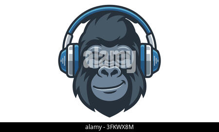 urious gorilla mascot logo vector, aggressive silverback ape esport design Stock Vector