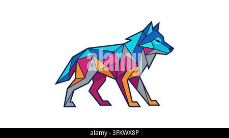 urious wolf mascot logo vector, aggressive alpha werewolf esport design Stock Vector
